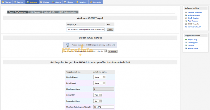 setup ISCSI SAN with Openfiler